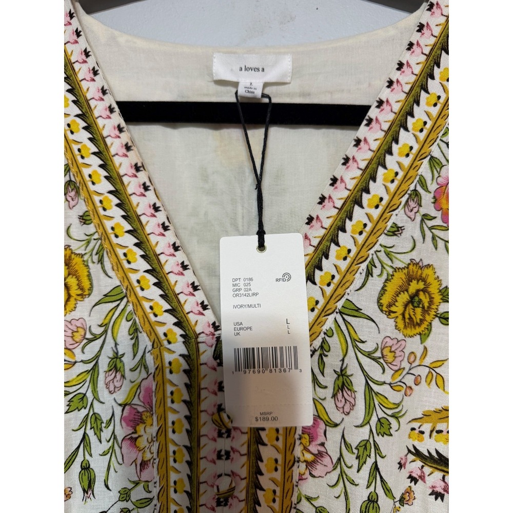 NWT A Loves A Cottagecore Linen Dress Size Large Boho Romantic Prairiecore - Picture 5 of 8